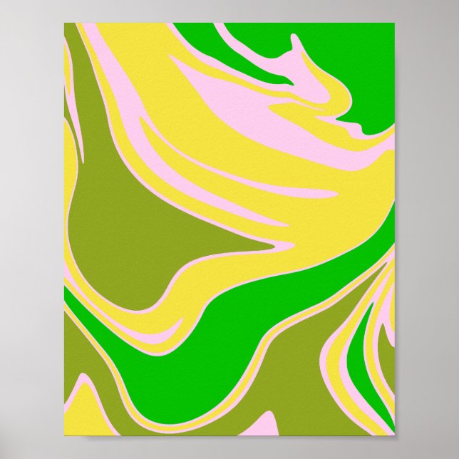 Póster Ondas de color entrelazadas con curvas suaves (Frente)
