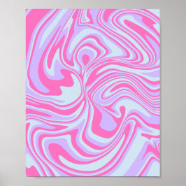 Póster Ondas de color pastel en rosa, lavanda y azul clar
