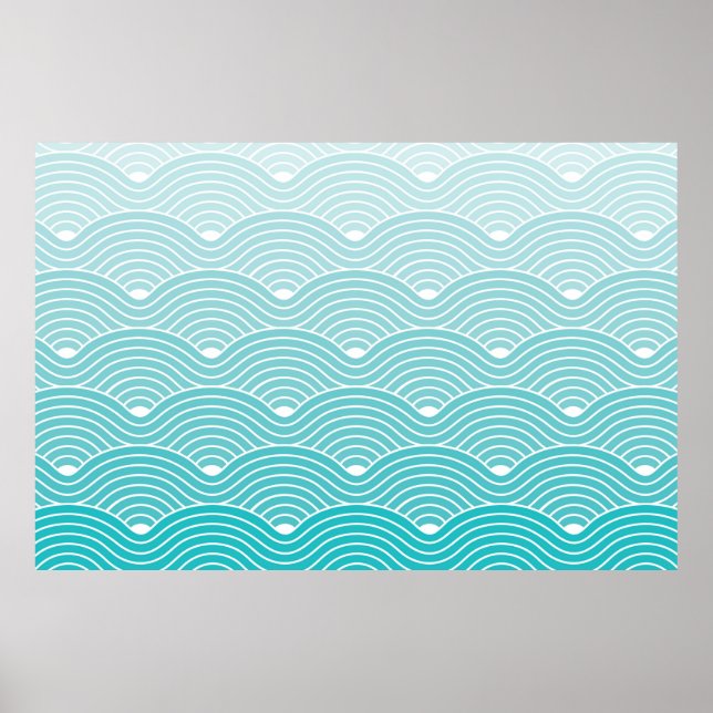Póster Ondas de curva fondo del patrón geométrico, cosech (Frente)