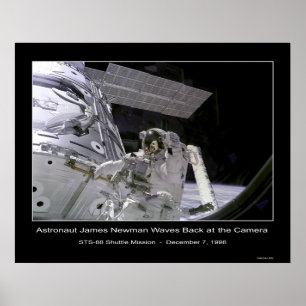 Póster Ondas de Newman del astronauta de la NASA detrás