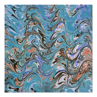 Póster Ondas En El Arte Abstracto De La Pura Acrílica Azu