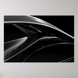 Póster Ondas en fotografía cromada en blanco y negro abst