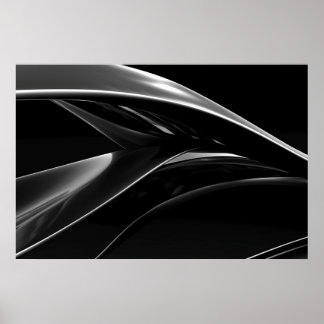 Póster Ondas en fotografía cromada en blanco y negro abst