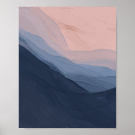 Póster Ondas En Textura - Azul Profundo Y Beige