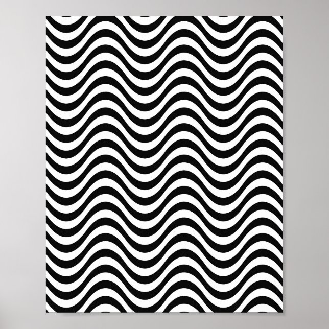 Póster Ondas negras y blancas (Frente)