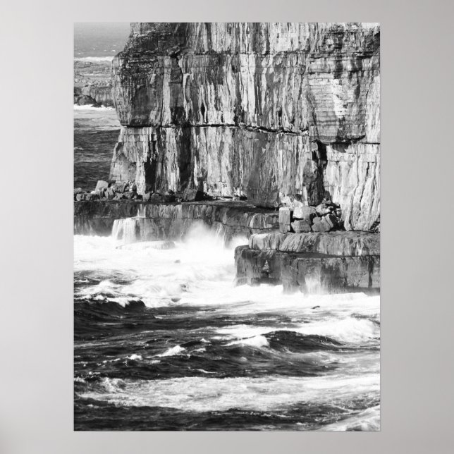 Póster Ondas y piedra - B&W 2 (Frente)