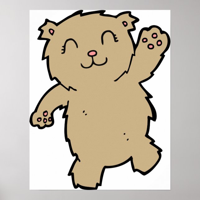 Póster Ondeando el oso sonriente adorable (Frente)