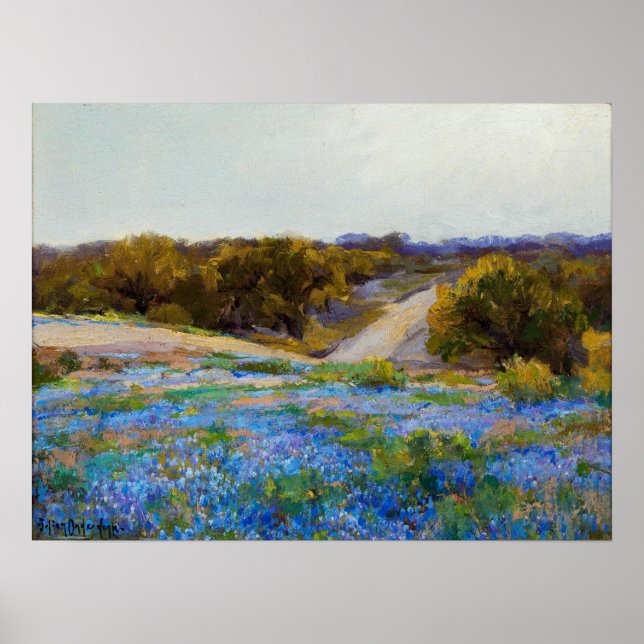 Póster Onderdonk - Bluebonnets a última hora de la tarde (Frente)