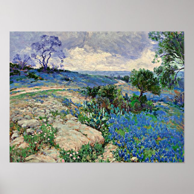 Póster Onderdonk - Paisaje de Texas con Bluebonnets (Frente)