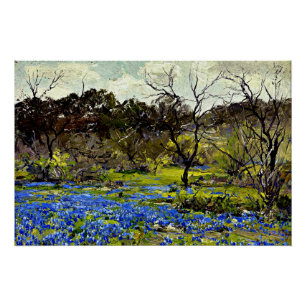 Póster Onderdonk - Primavera temprana, Bluebonnets y Mesq
