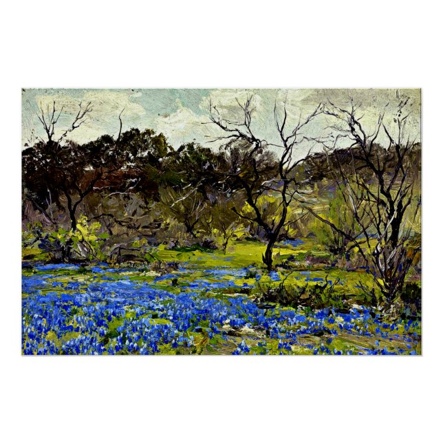 Póster Onderdonk - Primavera temprana, Bluebonnets y Mesq (Anverso)