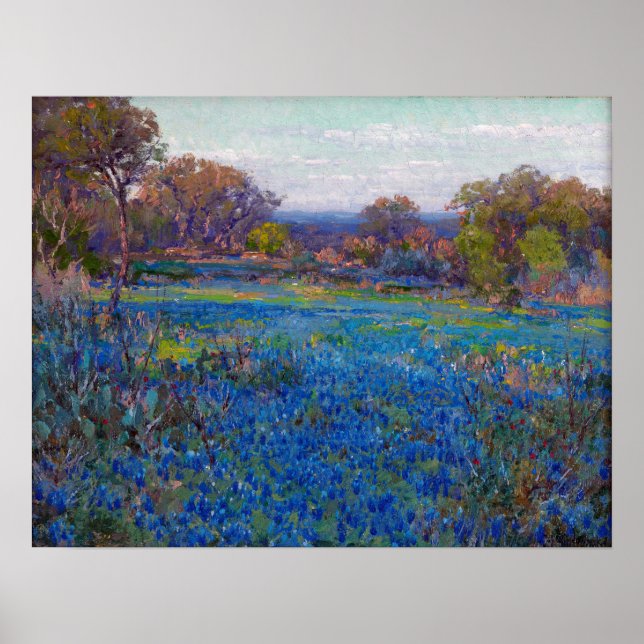 Póster Onderdonk - Un Campo De Bluebonnets Tarde (Frente)