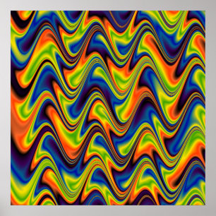 Póster Ondulado Multicolor Abstracto