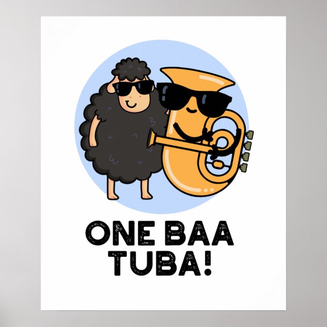 Póster One Baa Tuba Funny Music Sheep Pun (Frente)