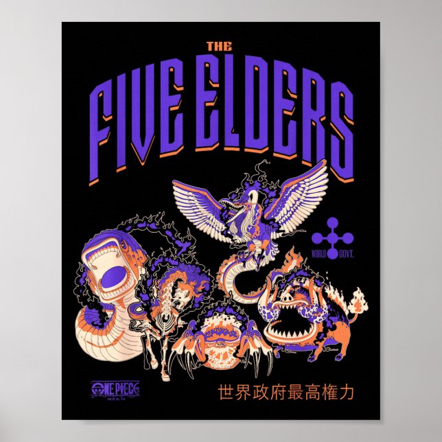 Póster One Ece Anime The Five Elders Form Celestial Drago (Frente)