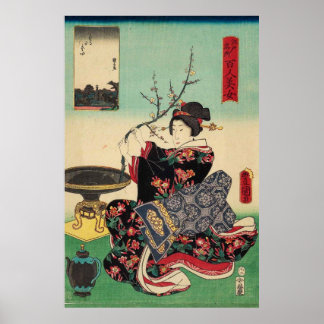 Póster One Hundred Beauties of Edo's Famous Places  