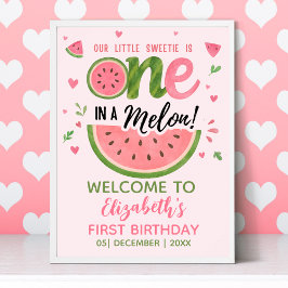Póster One in a Melon First Birthday Girl Party