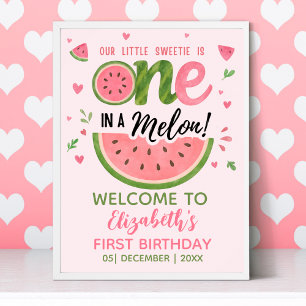 Póster One in a Melon First Birthday Girl Party