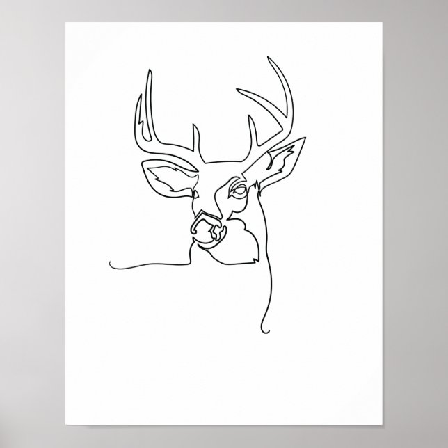 Póster One Line Drawing Hirsch Single Art (Frente)