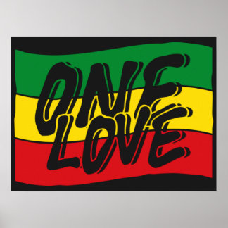 Póster One Love Drapeau Reggae Rasta