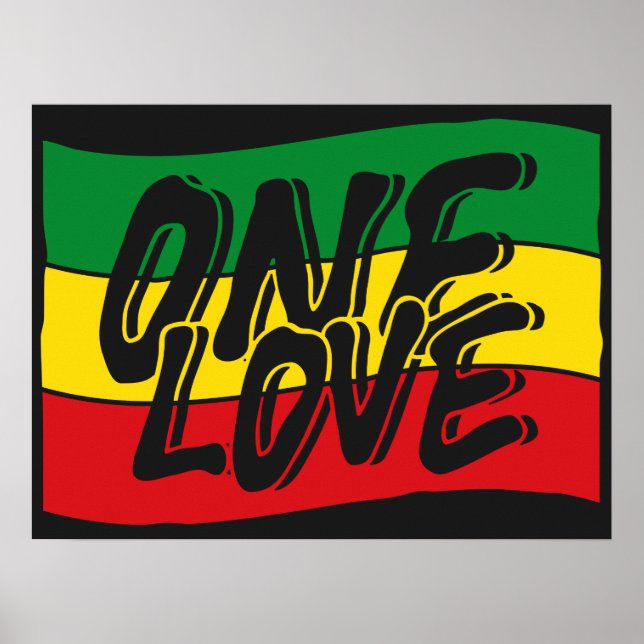 Póster One Love Drapeau Reggae Rasta (Frente)