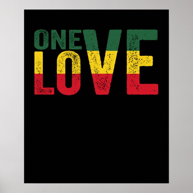 Póster One Love Jamaican Rasta Reggae (Frente)