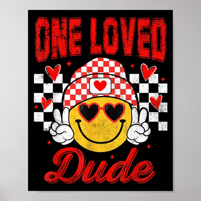 Póster One Loved Dude Checkered Heart Valentines Day Boys (Frente)