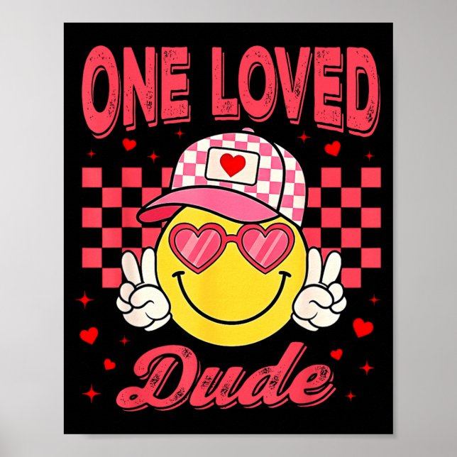 Póster One Loved Dude Checkered Heart Valentines Day Boys (Frente)