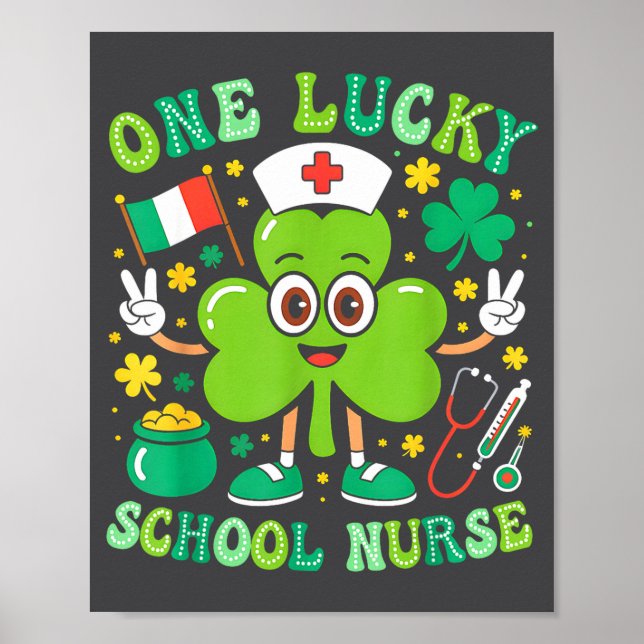 Póster One Lucky School Nurse St Patrick's Day Shamrock I (Frente)