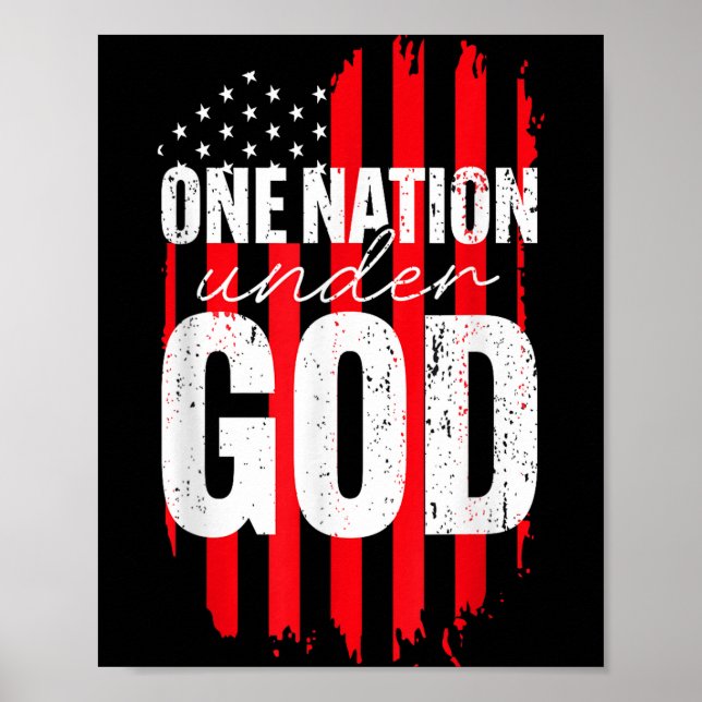 Póster One Nation Under God American Flag Christian Jesus (Frente)