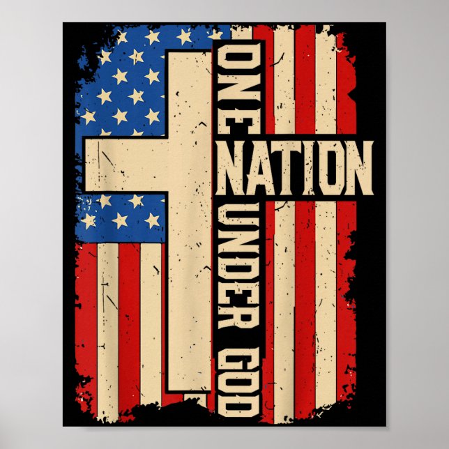 Póster One Nation Under God Patriotic Christian Faith Ame (Frente)