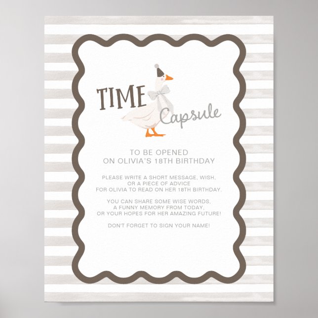 Póster One Silly Goose 1st Birthday Time Capsule Sign (Frente)