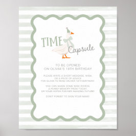 Póster One Silly Goose 1st Birthday Time Capsule Sign