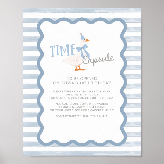 Póster One Silly Goose 1st Birthday Time Capsule Sign (Frente)