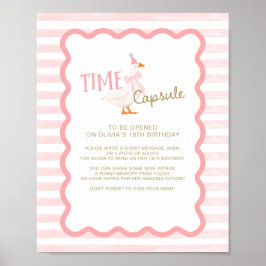 Póster One Silly Goose 1st Birthday Time Capsule Sign