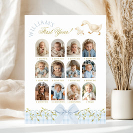Póster One Silly Goose Boy 1st Birthday Photo Milestone