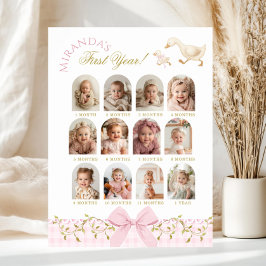 Póster One Silly Goose Girl 1st Birthday Photo Milestone
