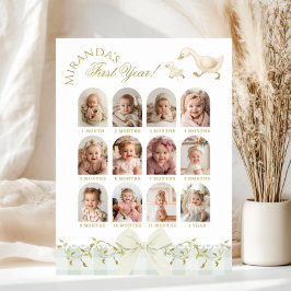 Póster One Silly Goose Sage 1st Birthday Photo Milestone