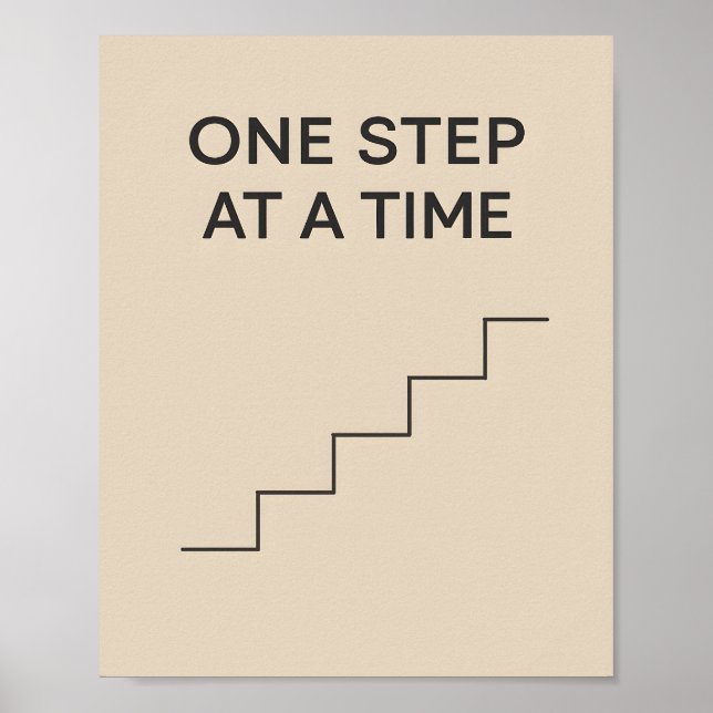 Póster One Step at a Time – Minimalist Motivational (Frente)