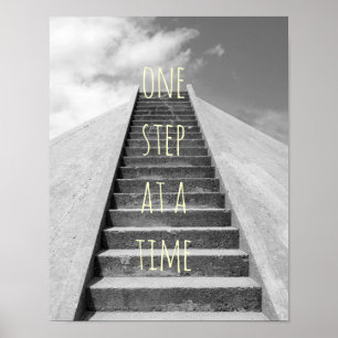 Póster one step at a time motivational quote poster