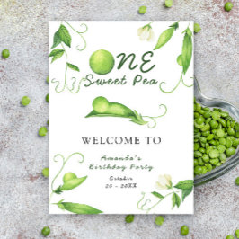 Póster One Sweet Pea First Birthday Party Welcome
