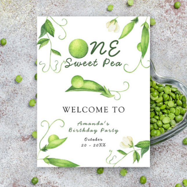 Póster One Sweet Pea First Birthday Party Welcome (Subido por el creador)