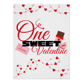 Póster One Sweet Valentine First Birthday Decorations