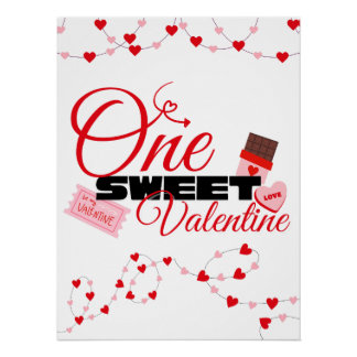 Póster One Sweet Valentine First Birthday Decorations