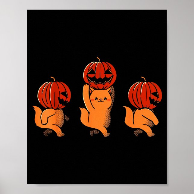 Póster One Two Three Cute Kittens Pumpkin Halloween Soky  (Frente)