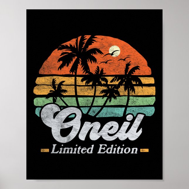 Póster Oneil Surname Funny Retro 90 Birthday Beach Famil (Frente)