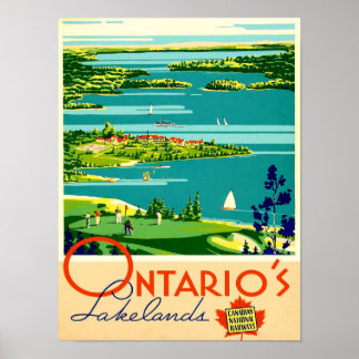 Póster Ontario Vintage Travel Poster