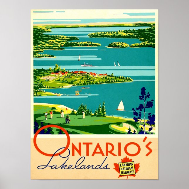 Póster Ontario Vintage Travel Poster (Frente)