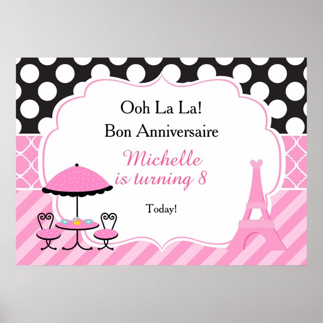 Póster Ooh la la Paris Tea Birthday (Frente)