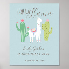 Póster Ooh La Llama Baby Shower lindo bebé azul